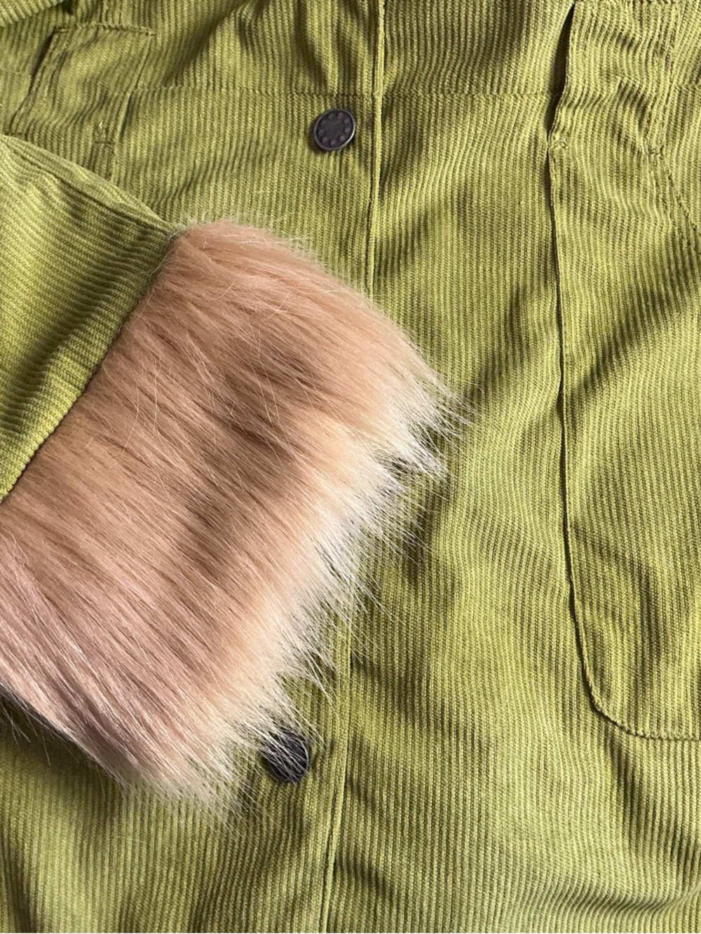 Dolls Kill dELiA*s NWT Retro Mod Green Corduroy Faux Fur Trim Penny Lane Coat XL - Picture 5 of 7